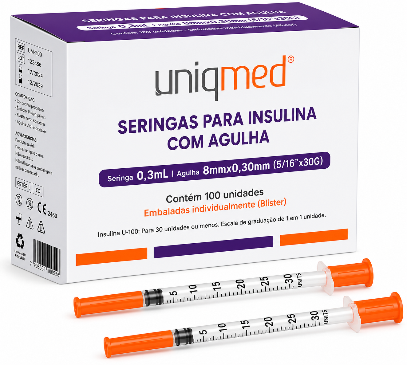 Seringas para Insulina Uniqmed Caixa c/100un