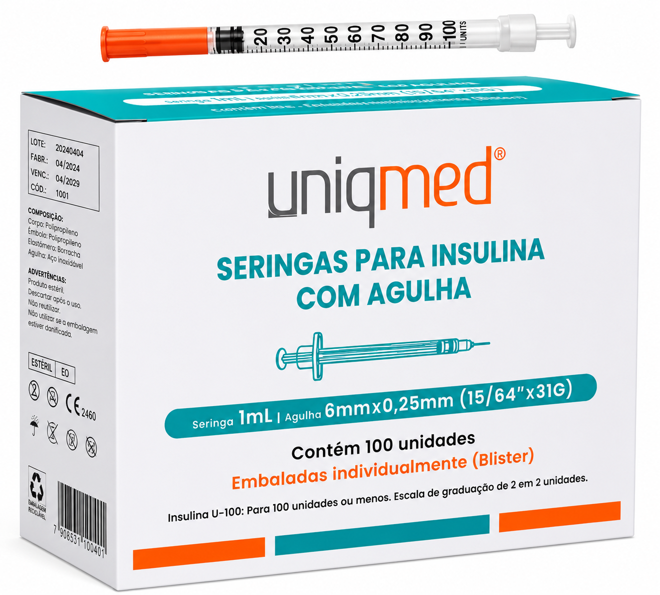 Seringas para Insulina Uniqmed Caixa c/100un