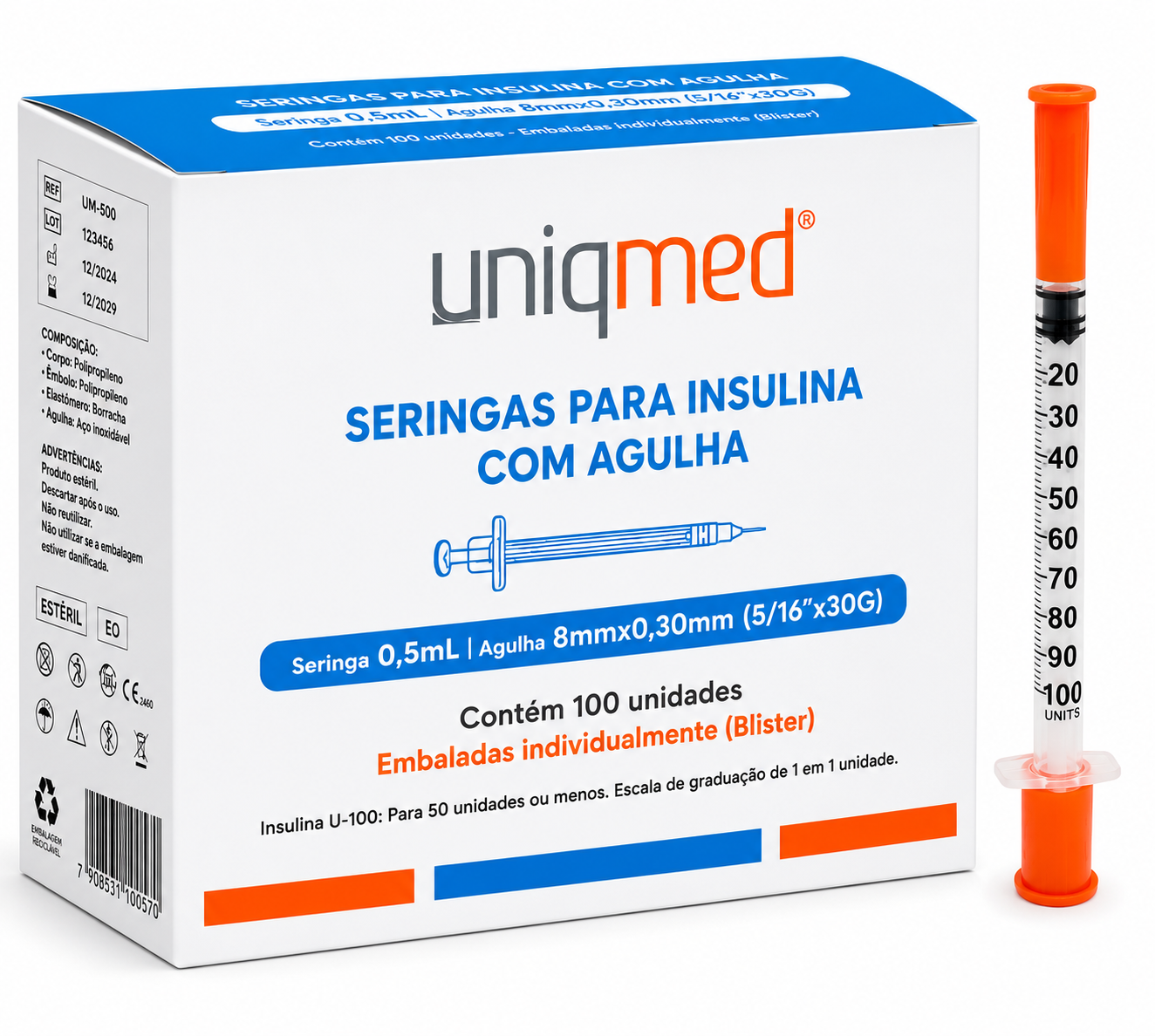 Seringas para Insulina Uniqmed Caixa c/100un