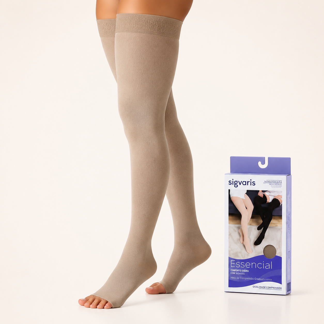 Meia Sigvaris Select Comfort, 15-20 mmHg, 7/8 Meia Coxa