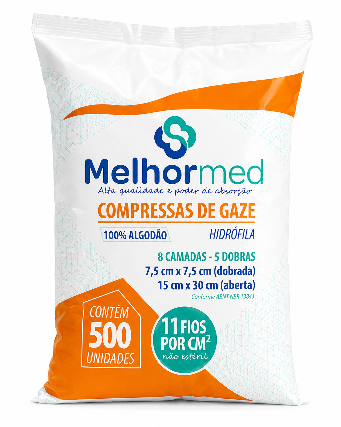 Compressa de Gaze Melhormed 7,5X7,5 (Pacote 500un)