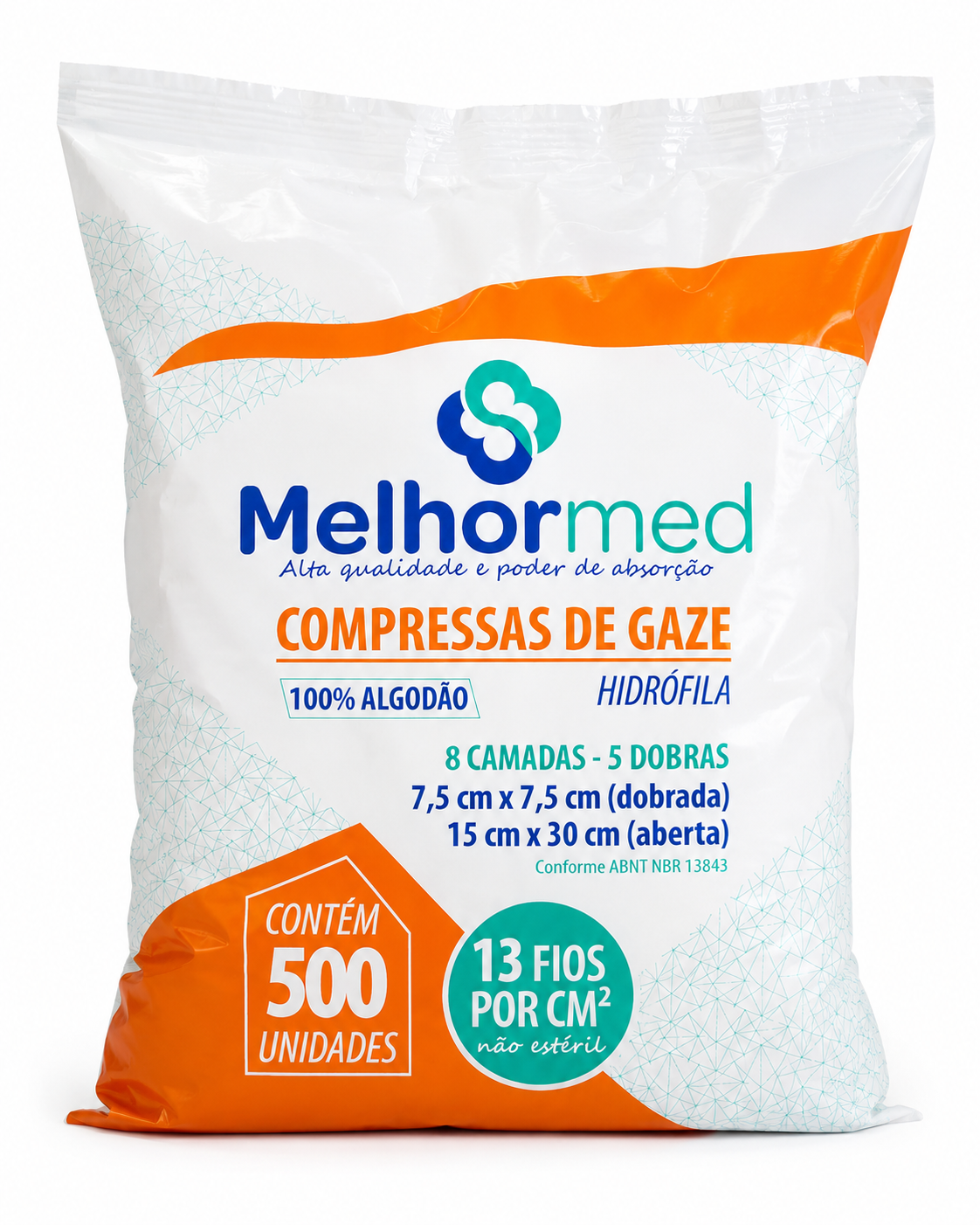 Compressa de Gaze Melhormed 7,5X7,5 (Pacote 500un)